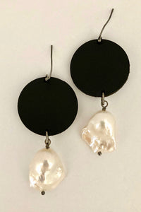 Laser cut leather with genuine pearl earring